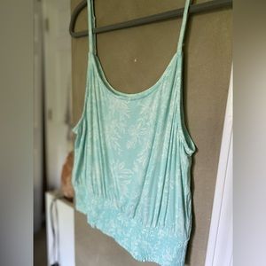 mint/teal spaghetti strap,ribbed bottom tank top